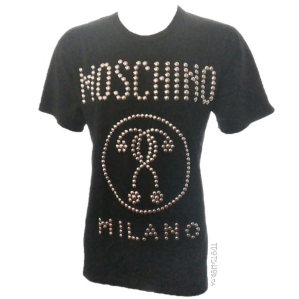 MOSCHINO Black Logo Studded Cotton Jersey NWOT 09/24
